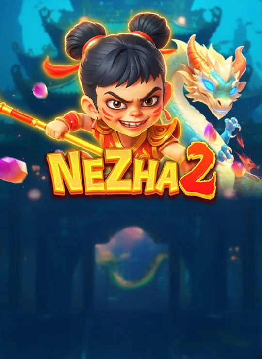 Nezha 2 slot game key art, featuring Nezha the warrior child with a dragon